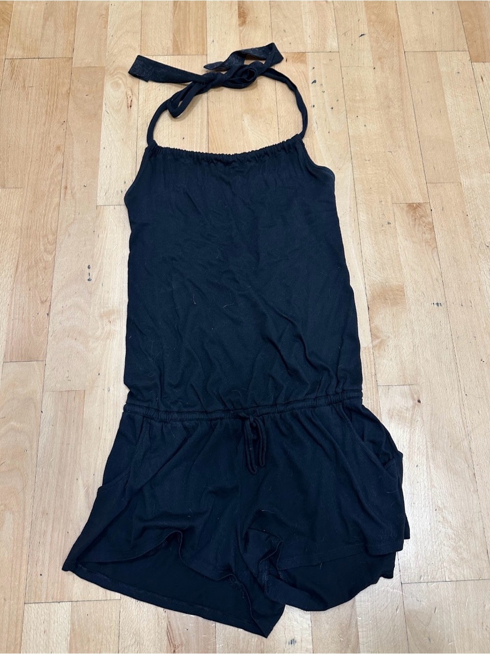 Girls' Black Halter One-Piece Romper